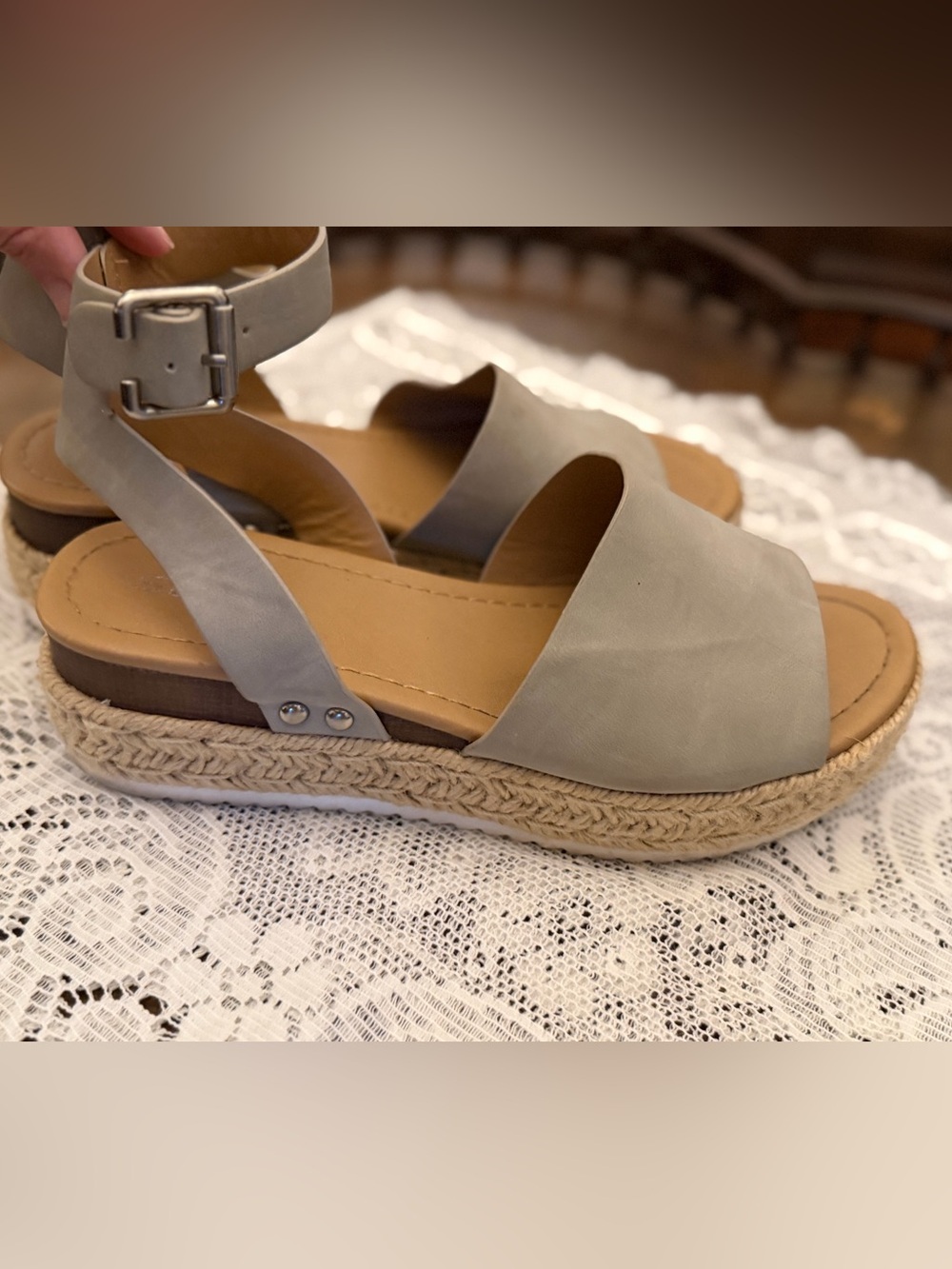 Soda Taupe Ankle-Strap Espadrille Sandals